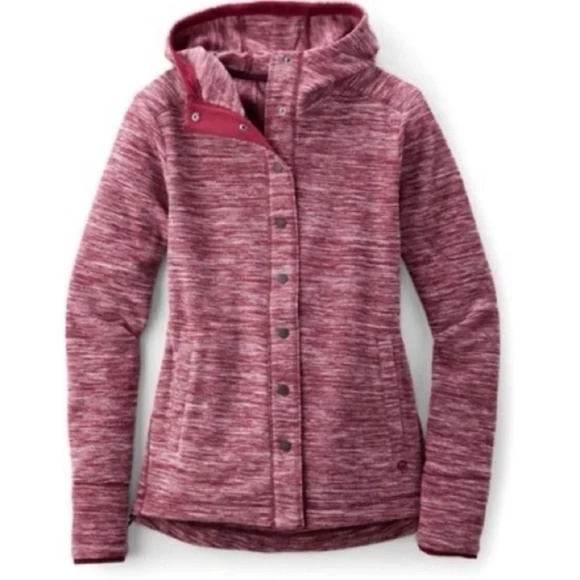 Mountain Hardwear Snowpass Fleece Hoodie Snap Front Wine Spacedye Size Medium - Picture 1 of 10